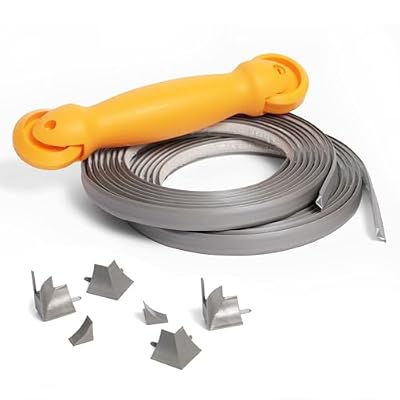 InstaTrim Self-Adhesive Flexible Moulding Trim Kit - Fast, Easy Installation with Professional Results - 20ft of Gray 1/2" Caulk Tape, Applicator Tool, & Corners