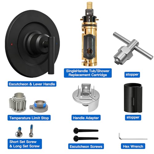 Kit de recambio para ducha compatible con llaves Moen T2901, incluye cartucho y herramientas - Negro mate miniatura 6