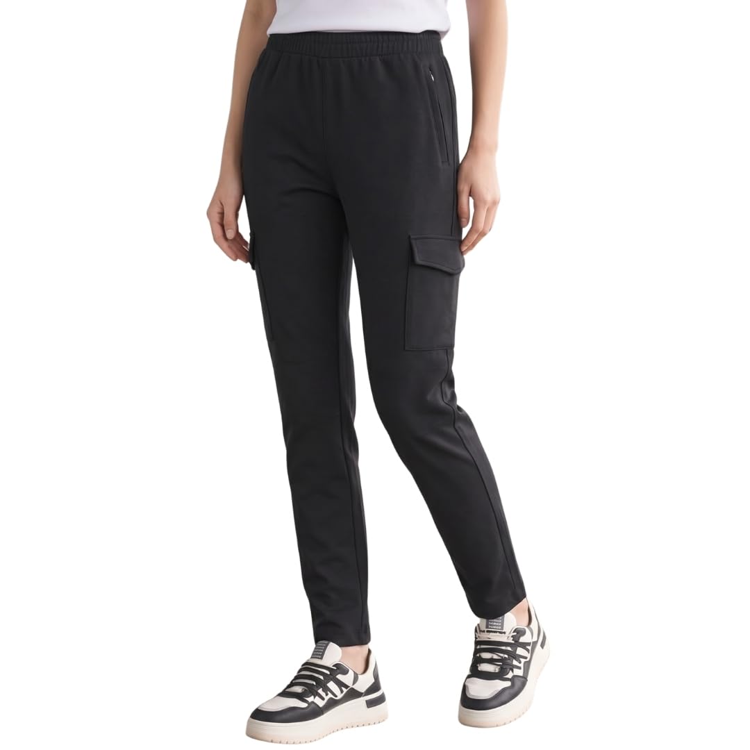 nobero Joggers for Women | Track Pants for Women | Straight Fit | Elasticated Waist with Drawcord | Soft & Breathable Fabric | Casual Everyday Wear-picture-33