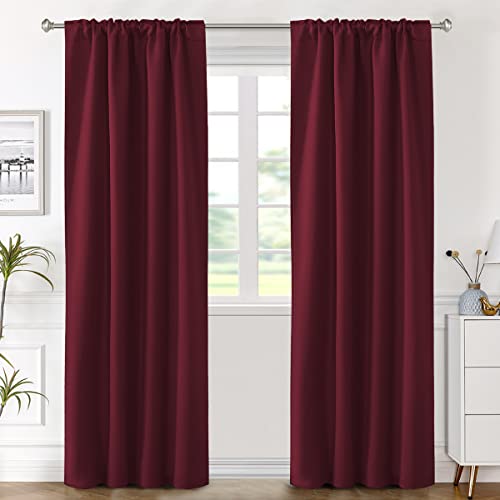 Image of H.VERSAILTEX Christmas Blackout Curtains Thermal Insulated Window Treatment Panels Blackout Drapes for Living Room Back Tab /Rod Pocket Bedroom Draperies (2 Panels, Burgundy, 42 x 84 Inch)