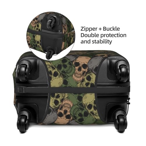 Camouflage Skulls Print Luggage Cover For Suitcase,Washable Elastic Travel Suitcase Protector With Zipper Closure And Bottom Buckle – Fits 18-32" Luggage-Small2
