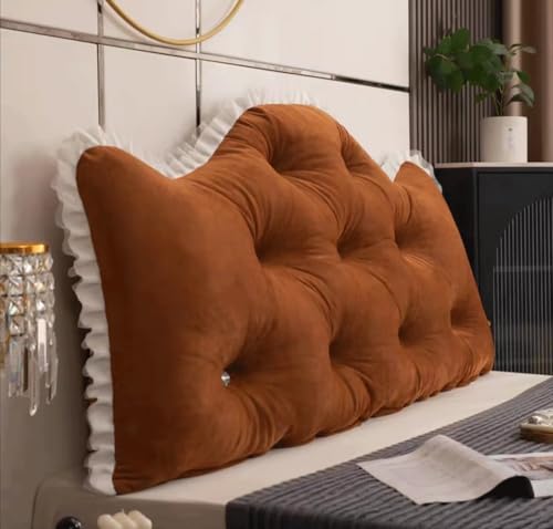 Oreiller long pour lit haut de gamme marron 200cm : confort de lecture absolu