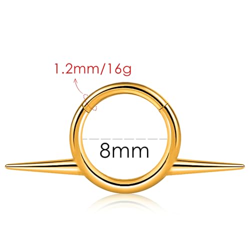 Titanium Septum Ring16G Septum Jewelry 8mm,ASTM F136 Titanium Nose rings Classic design Clicker Cartilage Earring Hinged Segment Daith Piercing Black silver gold 1PCS2