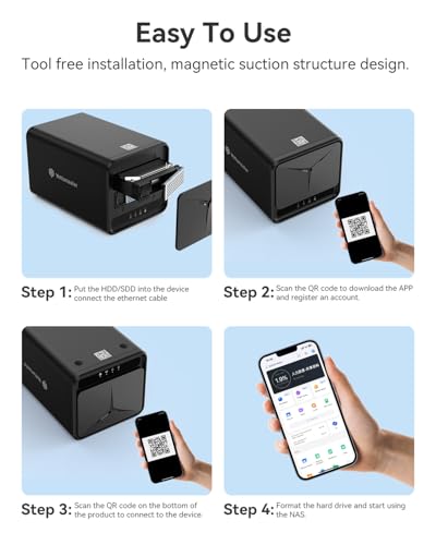 Image of Yottamaster 2 Bay NAS Storage, Quad Core CPU, 1GbE Port, 2GB RAM DDR4, Network Attached Storage Device for Home & Personal Cloud Storage [Diskless]
