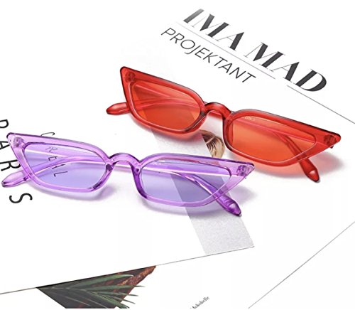 Image of W&Y YING Small Cat Eye Sunglasses for Men and Women Skinny Retro Frame Y2K Shades Trendy Fun Fashion Glasses