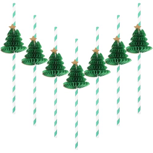 Pitillos de papel decorativos verdes Luxshiny 10 unidades miniatura 1