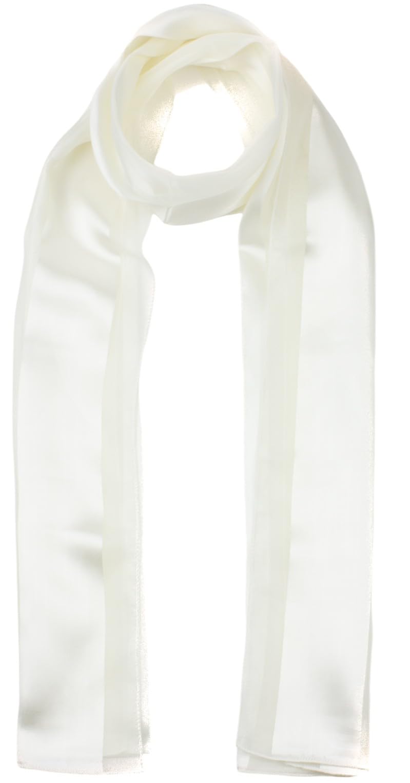 Mytoptrendz Women's Cream Mytoptrendz® Chiffon Satin Stripe Scarf Plain Soft Silk Lightweight Neck Wrap Scarves For (Cream)