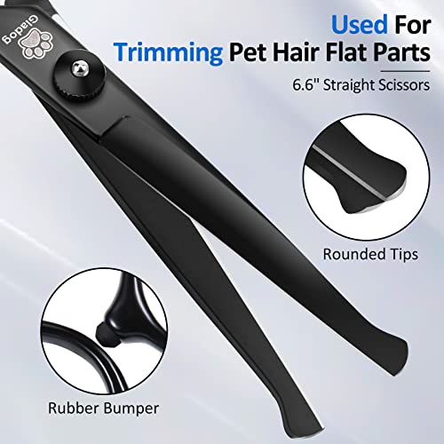 Image of Dog Grooming Scissors Kit with Safety Round Tips, GLADOG Professional 5 in 1 Grooming Scissors for Dogs