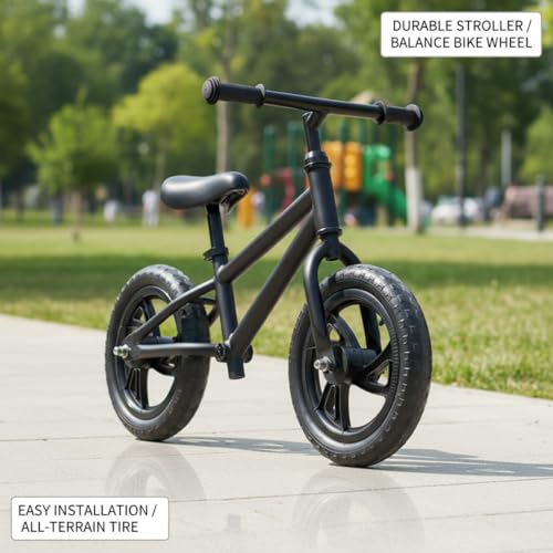 2Pcs Plastic Replacement Training Wheels for Kids Bike 12 Inch Balance & Toddler Ride-On Toys No-Flat Tyre - Black miniatura 3