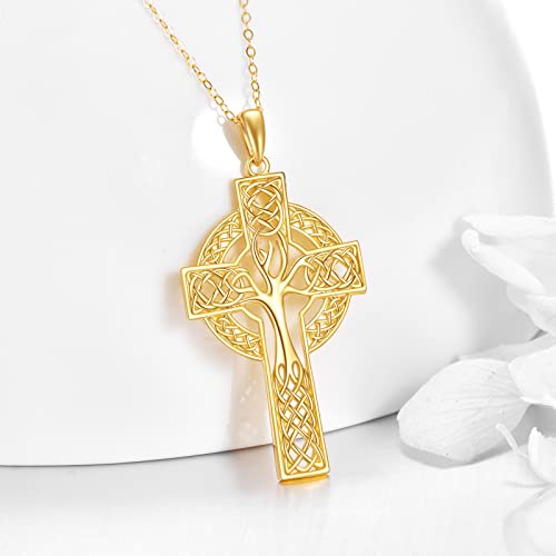 KECHO 14K Solid Gold Cross Pendant Necklace14K Real Gold Religious Jewelry Gifts for Men Women2