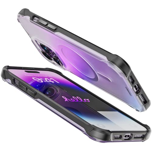REBEL Clear Case for iPhone 14 Pro Max [Frosted Series Gen-4] Strong MagSafe Compatible, Translucent, Matte Texture, Protective Shockproof Bumpers, Metal Buttons, 6.7 Inch Phone 2023 (Frosted Black) by REBEL - Image 4