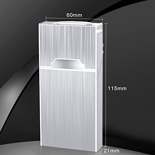Dxin Cigarette Case Module With Electric Lighter Usb Rechargeable For Whole Package 100Mm Cigarettes 20Pcs King Size,Flameless, Windproof,Moisture-Proof,Silver #TOP1