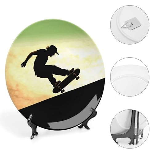 Plato Decorativo Skateboard Bone China Estilo Chino 6 pulg miniatura 4