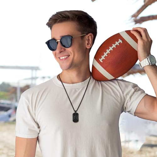 Football Initial Necklace for Men Boys Kids Teen Dog Tag Stainless Steel Sliver/Black/Gold Letter Pendant Sport Football Athletes Jewelry for Him Kids Boys Men Teens Boyfriend Husband Dad4