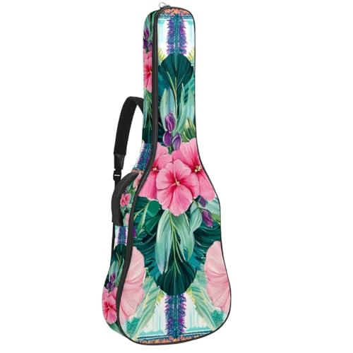 Sac de transport guitare acoustique 109 cm souple rose mandala fleurs