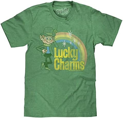 Tee Luv Lucky Charms Shirt - Vintage Lucky The Leprechaun Logo T-Shirt (Kelly Green Heather) (S)