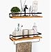SODUKU Floating Shelves for Wall, Bathroom Shelves with Towel Bar, Wall Mounted Storage Shelves for Kitchen, Bathroom, Set of 2 Carbonized Black