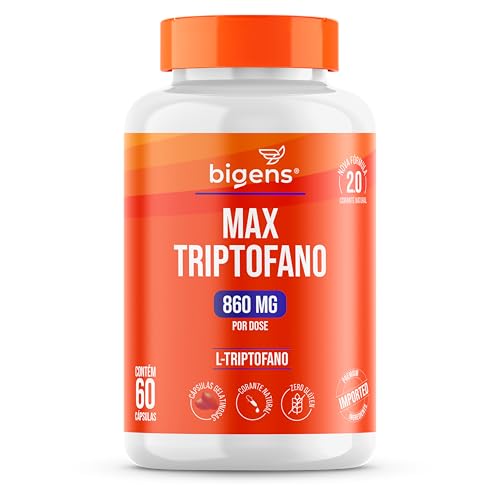 Max triptofano, 860mg L-triptogano, 60 cápsulas, Bigens