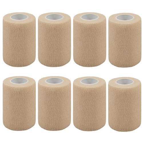 QiGui 8 Stück Selbstklebender Verband 7.5cm x 4.5m Verbandsmaterial für Pferde, Hunde & Menschen - Selbsthaftende & Elastische Bandage - Fixierbinde Haftbandage Selbstklebend