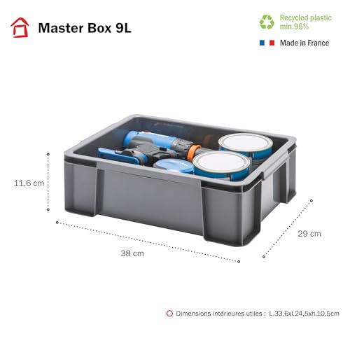 Caja almacenaje plastico reforzado de 9l Sundis Master Box para herramientas 3