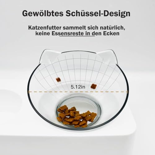Marchul Katzennapf-Set mit Matte, Futternapf-und Wassernäpfe für Katzen und Kleine Hunde, 15° Neigbar Fressnapf Katze mit Automatischer Wasserflasche (Weiß+Matte)