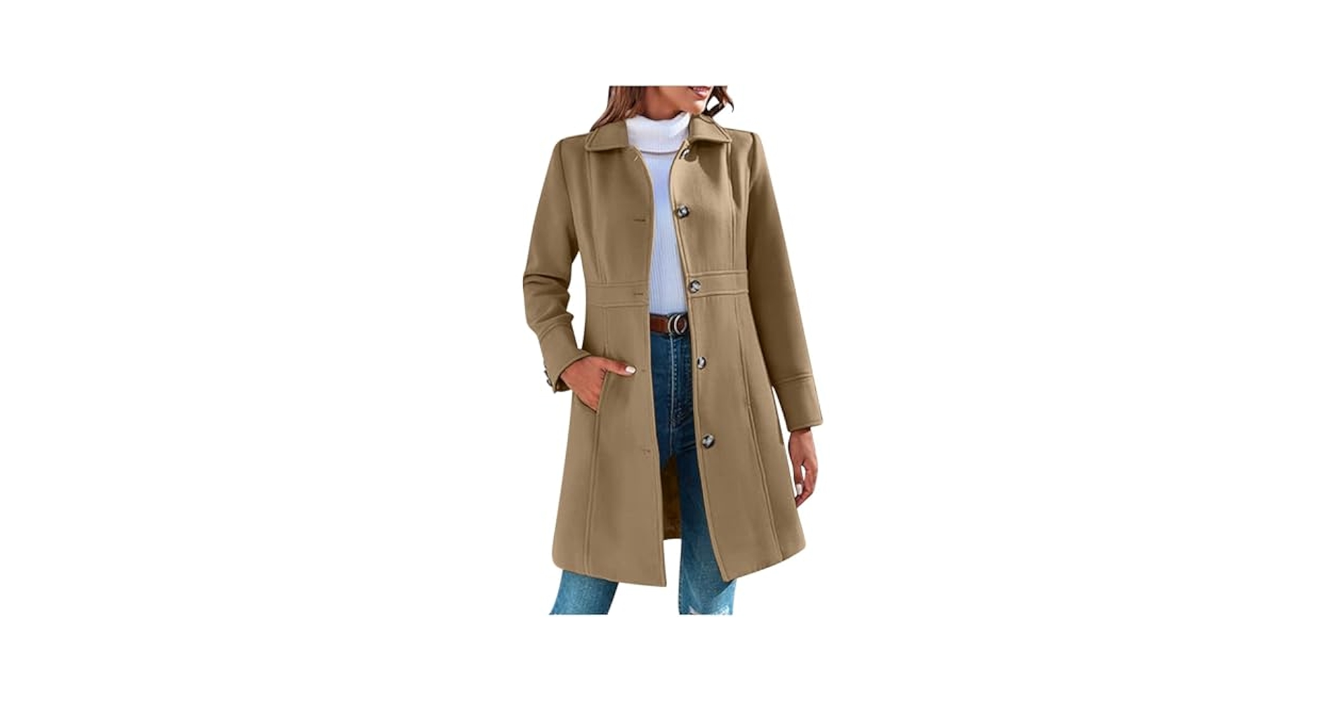 Amazon.com: Women's Single Breasted Wool Coat Long Sleeve
