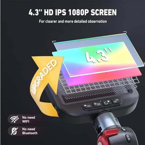 Ralcam Endoskopkamera mit Licht Endoscope Camera - Endoskop 8,5mm Inspektionskamera 4,3' HD 1080P...