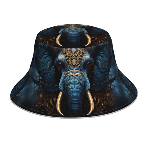 Chapeau bob réfléchissant imprimé éléphant noir et haute visibilité pour activités outdoor