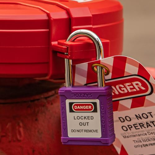Image of Lockout Tagout Locks with 2 Master Keys|12-Pack Purple OSHA Loto Lock|Keyed Different & Laser Coding|Lock Out Padlock Kits for Machinery & Electrical Panels