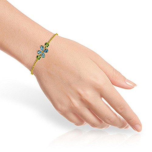Galaxy Gold Gg 14K Yellow Gold Floral Bracelet With Blue Topaz And Peridots #TOP1