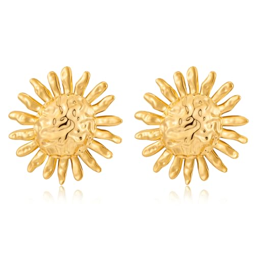 AOLIMI Chunky Gold Stud Earrings for Women Trendy Sun Earrings Hypoallergenic Earrings Fashion...