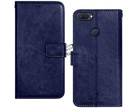 Image of Inside Rubber TPU with Card Pockets Magnetic Closure Protection Compatible with Oppo A12, Oppo A11K (Blue)