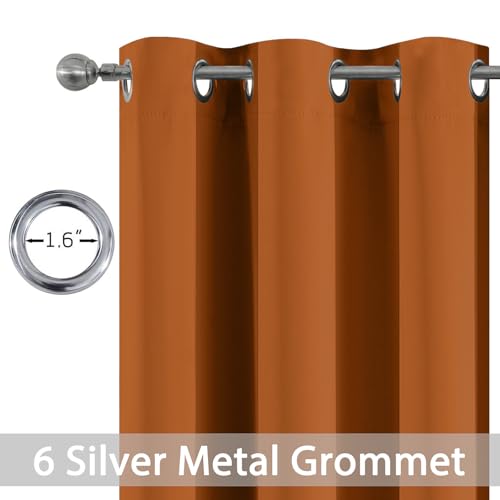 Yakamok Blackout Curtains for Bedroom,Thermal Insulated Blackout Grommet Top Drapes for Living Room, Burnt Orange,38x84 Inch, 2 Panels