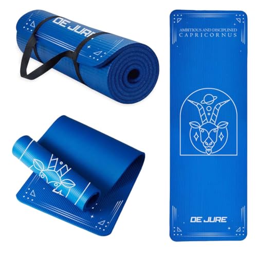 De Jure Fitness Yoga Mat for Women and Men, 10mm Extra Thick Non-Slip NBR Exercise Mat for Yoga, Pilates, Gym & Floor Workouts - with Carry Strap - Capricorn