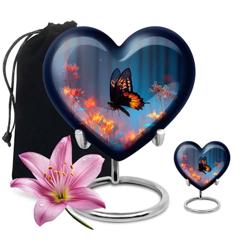 Image of Butterfly Urn Small Keepsake Urn for Burial 1 Large & 1 Small | Large Cremation Urns for Ashes Adult Male & Female, Human Remains Urns