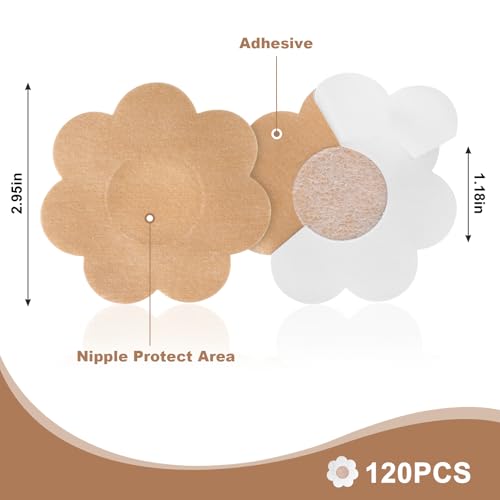 NAYODEUS 120Pcs Pasties Nipple Covers for Women - Disposable Nipple Pasties Friendly Breathable No-Show Nipple Stickers Nipple Tape. - image 2