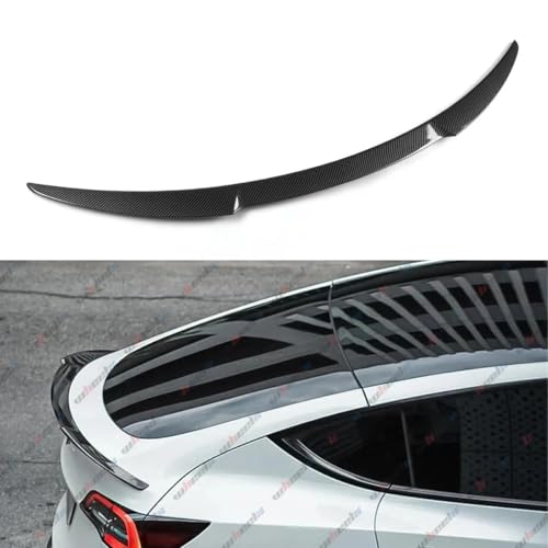 WheelX Rear Spoiler Compatible with 2020-2024 Tesla Model Y MV Style Duckbill Trunk Exterior High Kick Tail Deck Lid Splitter Wing Lip 2020 2021 2022 2023 2024 (Carbon Fiber Pattern)
