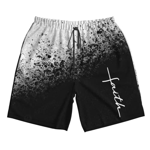 Faith Cross Script Christian Jesus Mens Swim Trunks Board Shorts Quick Dry Summer Swimsuit Beach Shorts with Pockets3