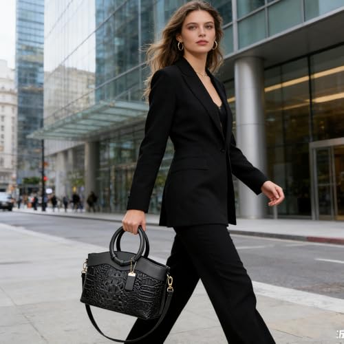 Bolso tote de mujer en cuero PU con diseño cocodrilo miniatura 3