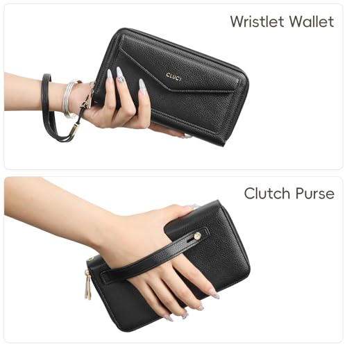 CLUCI Wallet Women Large Capacity Wristlet Purse for Women Long Ladies Wallet RFID Blocking Multi Credit Card Holder2