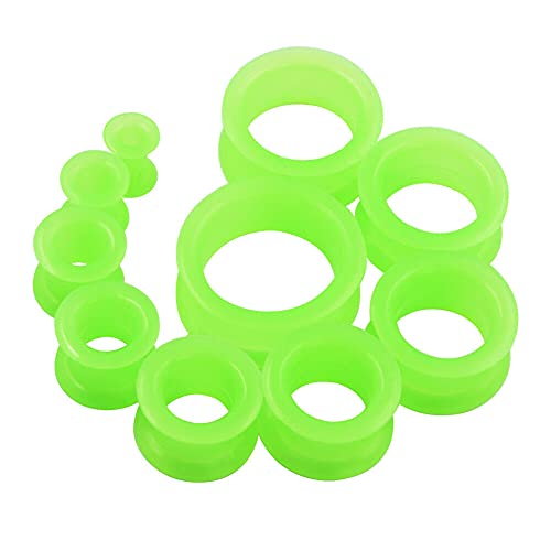 Dilatadores de silicona verde de 25mm con acabado flexible y cómodo para oreja 2