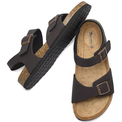 Image of Torotto Womens Sandals with Cork Footbed Open Toe Adjustable Webbing Athletic Slides Sandals for Walking | Beach | Indoor Outdoor