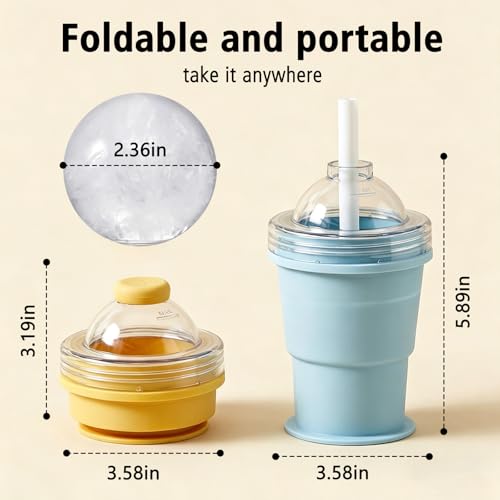 Molde plegable de silicona 2 en 1 para esfera de hielo azul miniatura 2