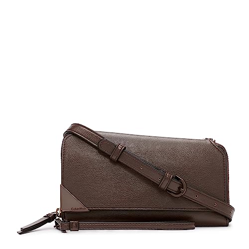 Calvin Klein Women's Basalt Crossbody Bag – with Removable Purse Strap, Vegan Leather, 8 Pockets