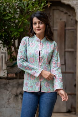 Image of Reversible Jacket for Women | Double Sided Quilted Jacket | Reversible Winter Jacket for Women | Stylish Ethnic Printed Jacket | Warm & Comfortable Casual Outerwear