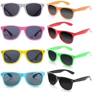 Eyegla 8/12/18 Pack Neon Mirrored Sunglasses Bulk 80s Colorful Multipack Sunglasses Party Retro Glasses for Men Women