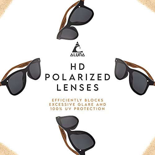 Image of Aluna - Wood and Bamboo Sunglasses For Men and Women, Modern Polarized Wayfarer, Plastic Framed Wooden Glasses