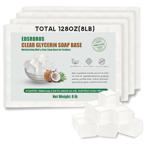 EDSRDRUS 8LB Clear Glycerin Soap Base DIY Handmade Soap Moisturizing Melt and Pour Soap Base for...