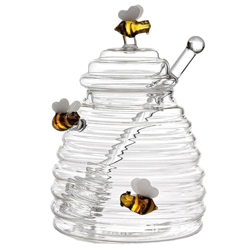 DAGLLGEW 1 set di vasetti per con graziose da, vasetto per da 500 ml con mestolo e coperchio, vasetto per e gocciolatore, per trasparente con mestolo per conserva