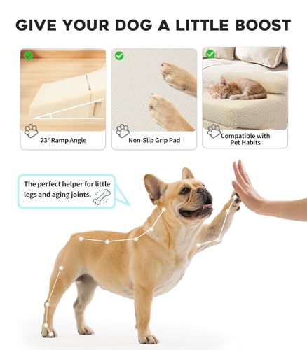 Dog Stairs for Small Dogs and Cats – 2-in-1 Dog Ramp for Bed and Couch, 16.5'' Foldable Wooden Pet Steps, Sturdy Multi-Use Split Ottoman Design, Beige - Image 6